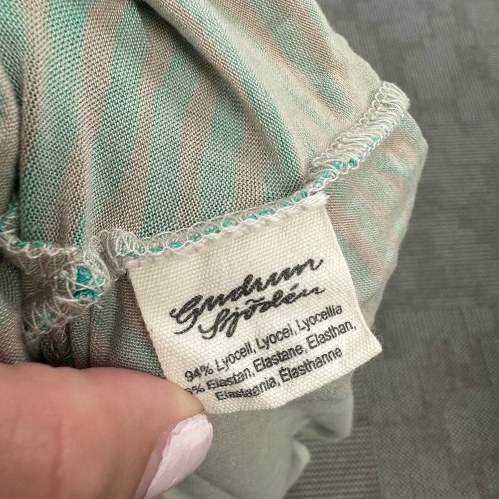 Gudrun Sjoden Lagenlook Green Striped Lyocell Tunic, size L - Picture 5 of 7